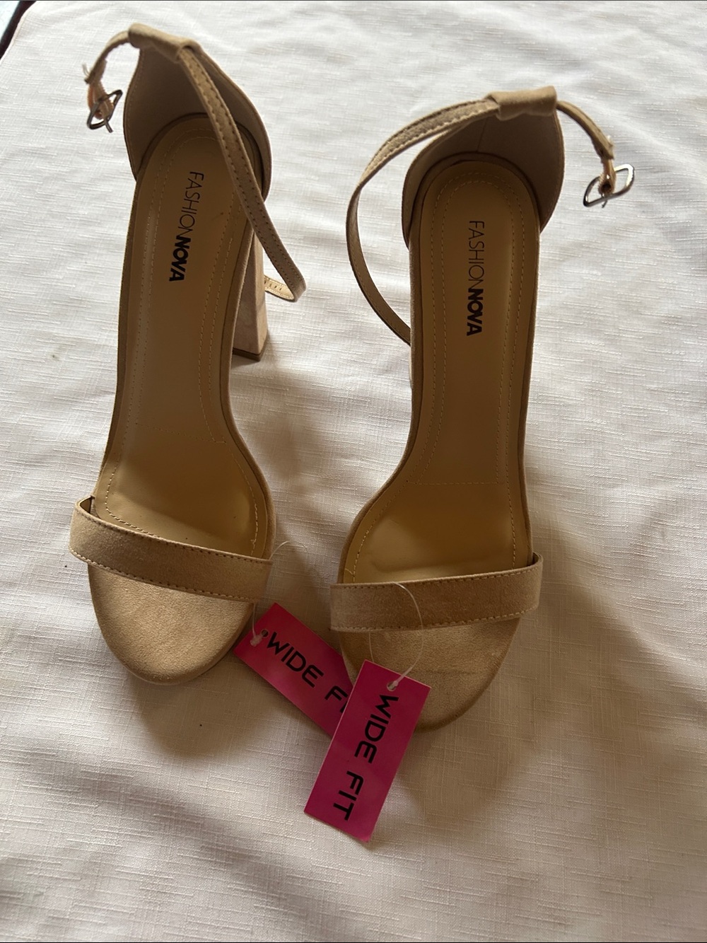 Fashion Nova Nude Ankle-Strap Block Heels